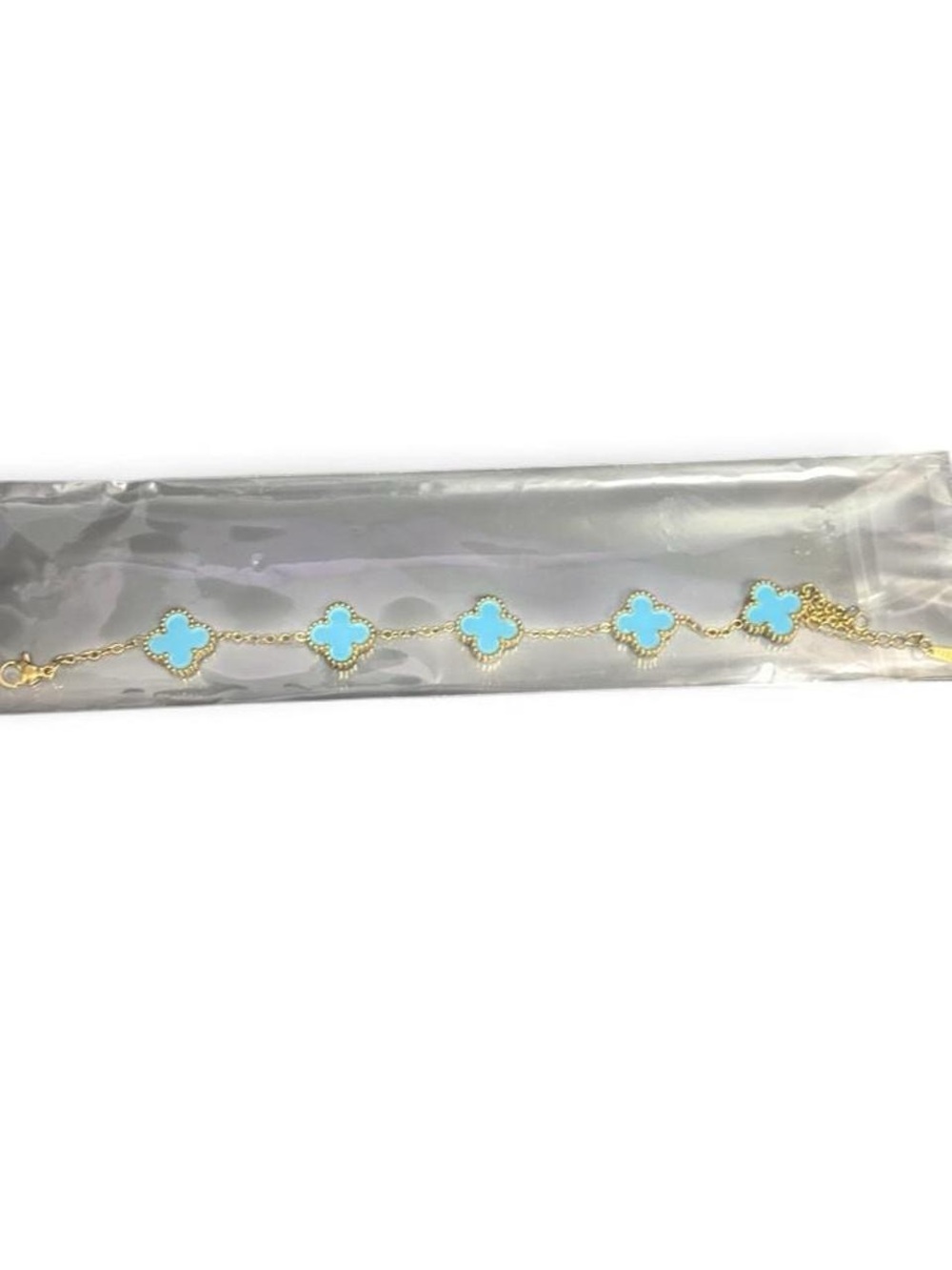 Gold-Tone Turquoise Clover Link Bracelet - Women